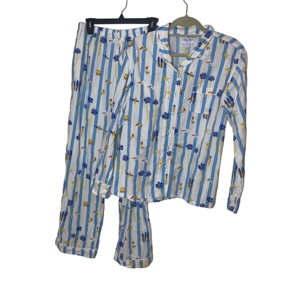 Sant Abel Womens Pajamas Set Size Large Blue Striped The Seabird Pure Cotton - Picture 1 of 10